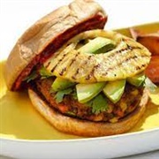 Bean Burger With Avocado and Pineapple