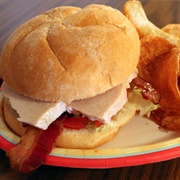 Hand-Carved Turkey Sandwich and Potato Chips