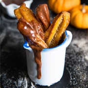Pumpkin Churros With Chocolate Dipping Sauce