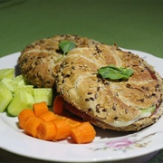 Bagel With Spinach, Carrots & Cucumber