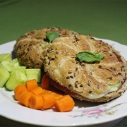Bagel With Spinach, Carrots &amp; Cucumber