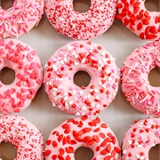 Strawberry Iced and Chocolate-Filled Red Velvet Ring Donut (Rings of Love)