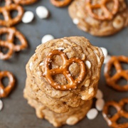 White Chocolate Pretzel Pumpkin Cookies