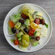 Greek Salad Topped With Avocado