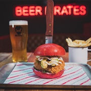 Chicken Burger With Avocado, Red Onion, Cajun Mayo and Coriander