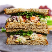 Chickpea Salad Sandwich With Grapes and Walnuts