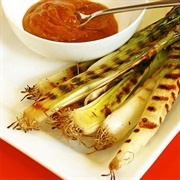 Grilled Leek Romesco Sauce