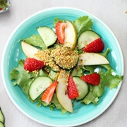 Cucumber Lettuce and Strawberry Salad