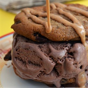 Ice Cream Cookie Sandwich With Peanut Butter