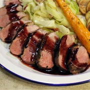 Duck Breast in Reduced Red Wine &amp; Redcurrant Sauce