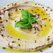 Hummus With Flax Seeds and Sunflower Seeds