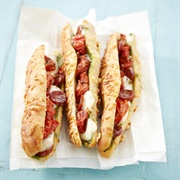 Chicken, Chorizo, Pesto, Lettuce & Sundried Tomato Baguette
