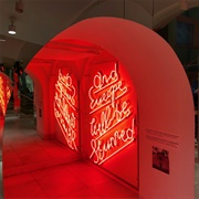 Red Neon Wall in Zachęta Museum in Warsaw, Poland
