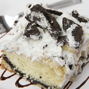 White Chocolate Oreo Pudding Poke Cake