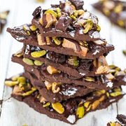 Pistachio, Salted Caramel, and Oreo Dark Chocolate Bark