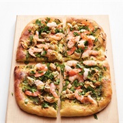 Scallion, Clam, and Shrimp Pizza