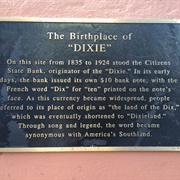 'Birthplace of Dixie' Plaque