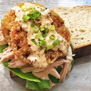 Pulled Chicken Sandwich With Fried Green Tomatoes