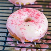 Strawberry Iced and Strawberry Jelly-Filled Donut (Cupid&#39;s Catch)