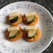 Vegan Cheese &amp; Pickle on Crackers
