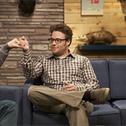 5. Seth Rogen Wears a Plaid Shirt & Brown Pants