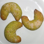 Vegan Orange Cardamom Pistachio Crescent Cookies