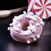 Strawberry Iced and Strawberry Jelly-Filled Chocolate Donut With Marshmallows (Fryer Feast)