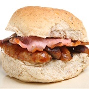 Bacon Ham Sausage Sandwich