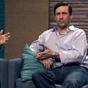 3. Jon Hamm Wears a Light Blue Shirt & Silver Watch