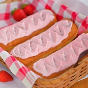 Strawberry Iced and Strawberry Jelly-Filled Long John (Johnny Longberry)
