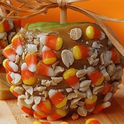 Candy Corn & Peanut Caramel Apple