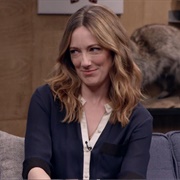 32. Judy Greer Wears a Navy Blouse and Strappy Sandals