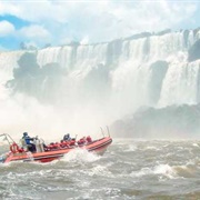 Boat Under Iguazu Falls, Argentina