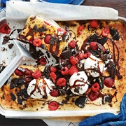 Oreo and Raspberry Pancake Tray Bake