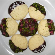 Vegan Bitter Almond Cookies With Chocolate & Pistachios