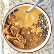 Oatmeal With Dried Figs and Peanut Butter