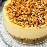 Caramel Pretzel Cheesecake Chocolate Chip Cookie Crust