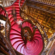 Red Staircase at Livraria Lello, Portugal