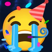 Party Crying Face (With Horn in His Mouth, Birthday Hat, and Confetti
