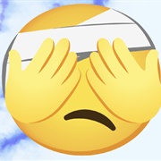 Hands Covering His Eyes and Bandage on His Face