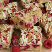 Raspberry and White Chocolate Blondie