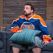 17. Kevin Smith Wears a Hockey Jersey & Jean Shorts