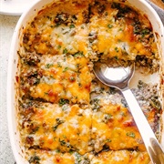 Cheesy Beef and Cauliflower Rice Casserole