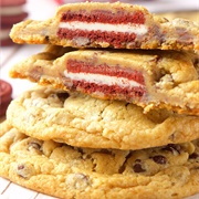 Red Velvet Oreo Stuffed Chocolate Chip Cookies