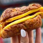 Bacon and Egg Croissant Breakfast Sandwich