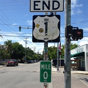 U.S. Route 1 Mile 0 Sign