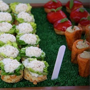 36 Canapés- 12 Choux, 12 Shortcrust/Rough Puff, 12 Any of Their Choice
