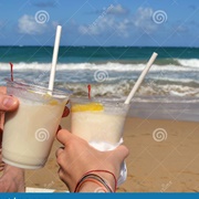 Pina Coladas in the Surf in Cayo Santa Maria, Cuba