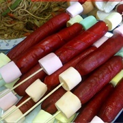 Hot Dog Marshmallow Kabobs