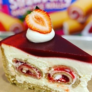 Twisted Fork Strawberry Shortcake Roll Cheesecake